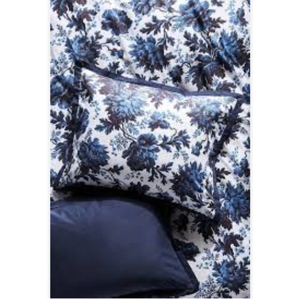 Anthropologie Blue and White Floral Decorative Pillow